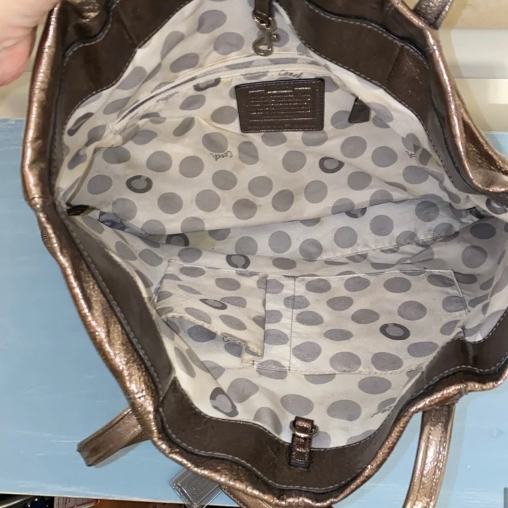 Coach Metallic Leather Embossed Tote - Picture 5 of 15